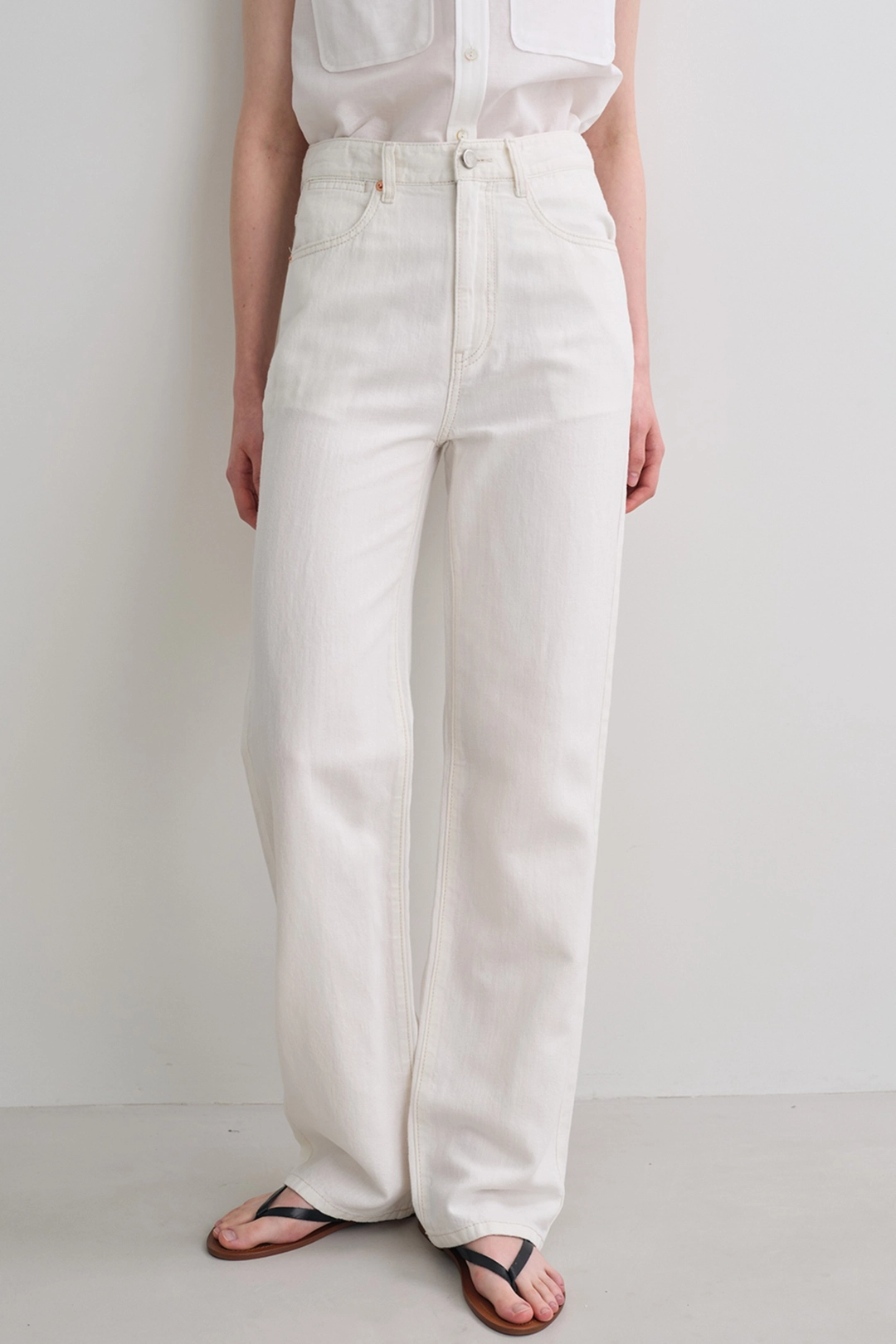 블랭크공삼 linen straight denim pants (ecru) 상품 이미지 1
