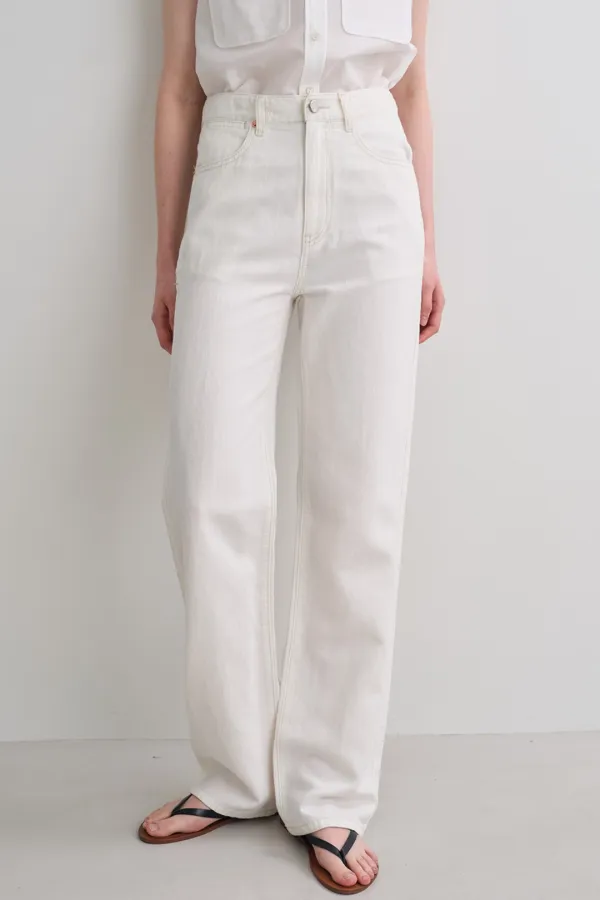 linen straight denim pants (ecru)
