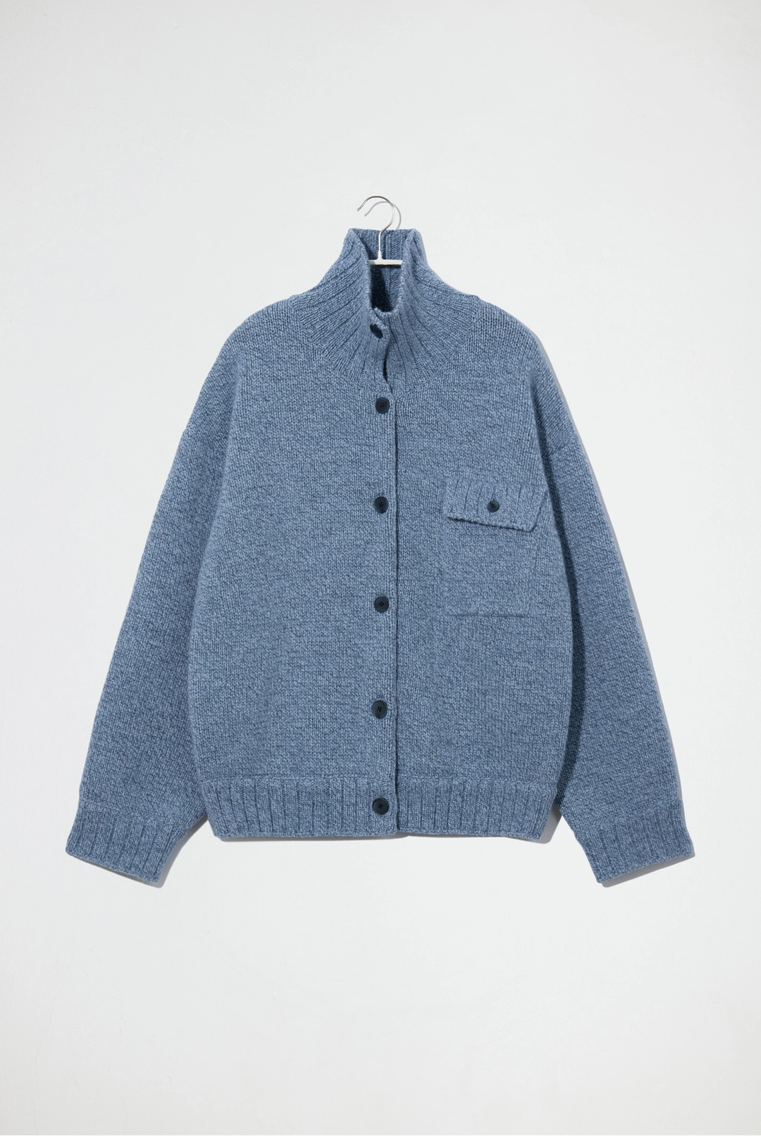 엔오르 MERINO WOOL HIGH NECK CARDIGAN - BLUE 상품 이미지 1