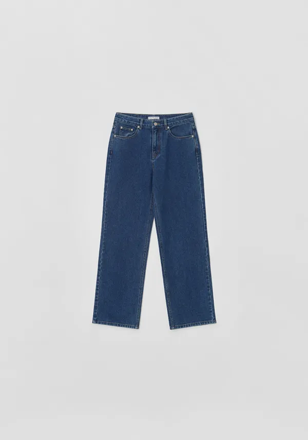 Low rise deep blue denim