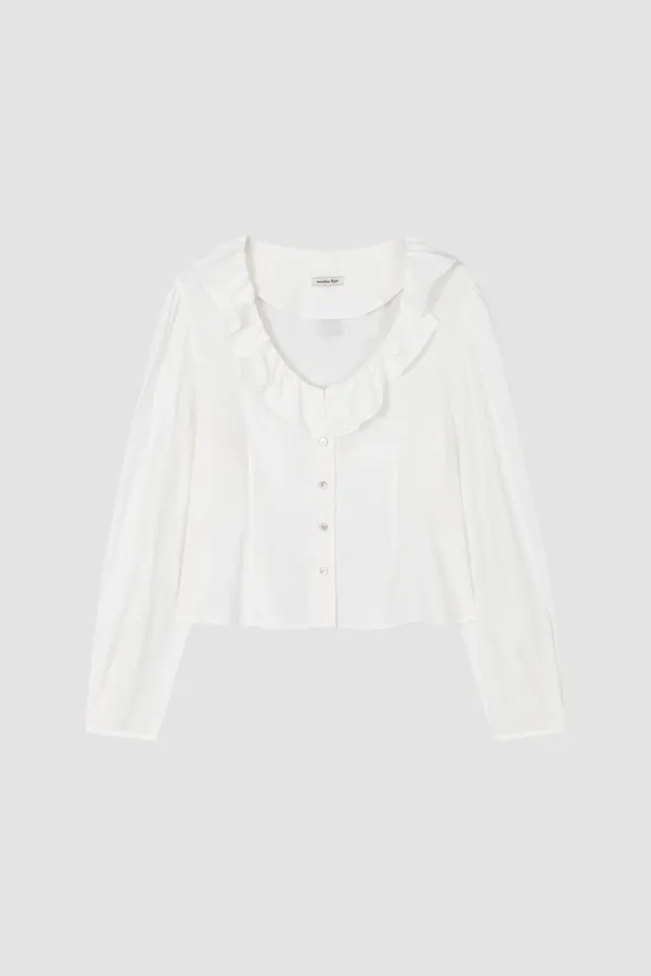 RUFFLE SCOOP NECK BLOUSE_IVORY