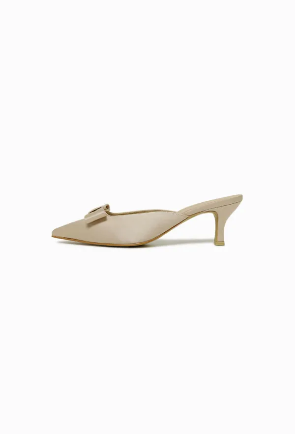Grace Ribbon Mule (Beige)