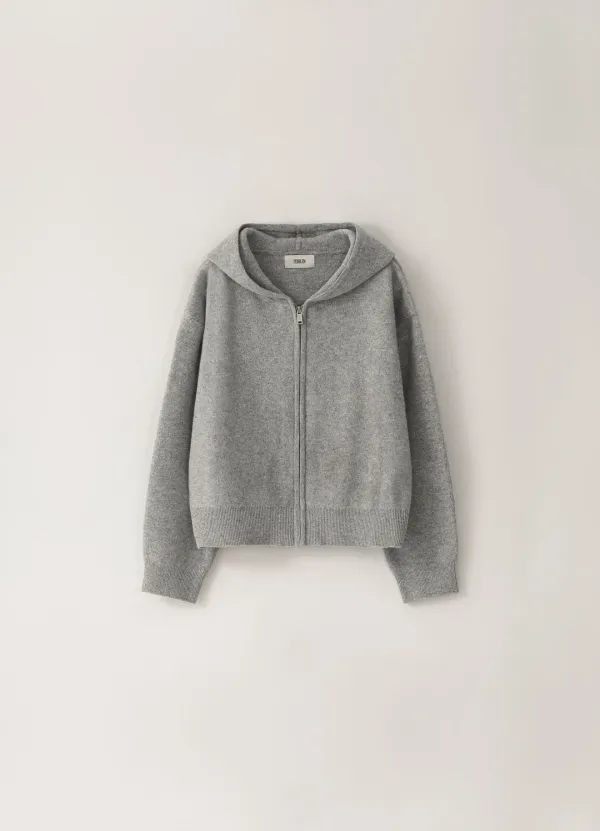 5TH / Hooded Knit Zip-Up - Gray