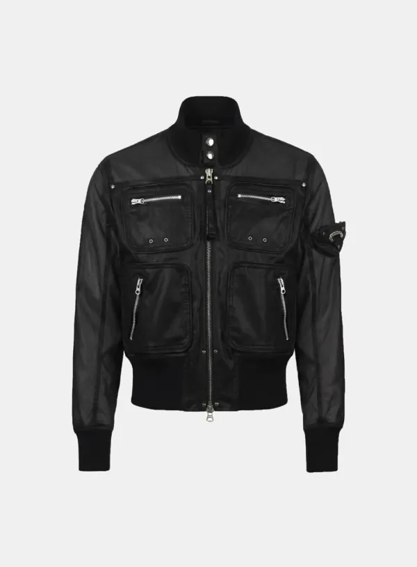 [w-jkt26-036] Laguna Lightweight Nylon Bomber Jacket - Black