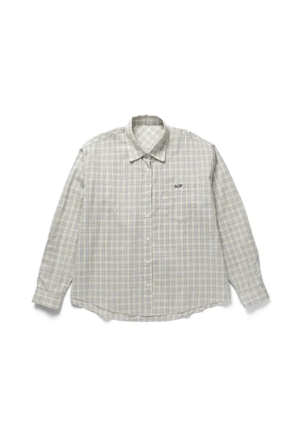 Peeky check shirt_skyblue