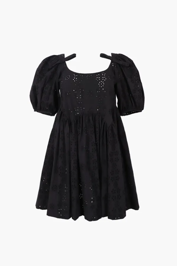 HUGO DRESS IN BLACK EYELET