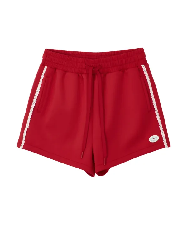 Mary Jersey Lace Shorts-Red