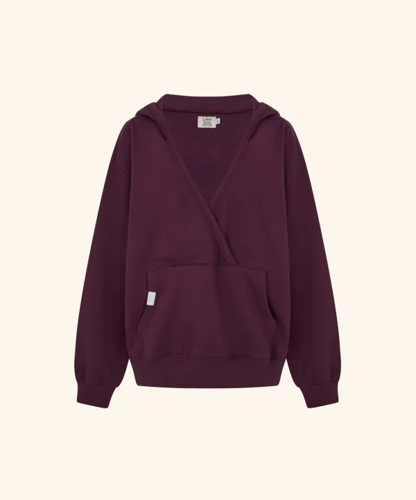 [9/22 11:00am Coming soon] Letters Muse V-Neck Hoodie (Plum)