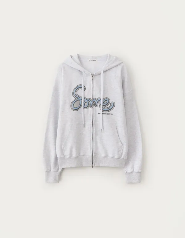 [김가을 PICK] Some Logo Hoodie Zip-Up - White Melange