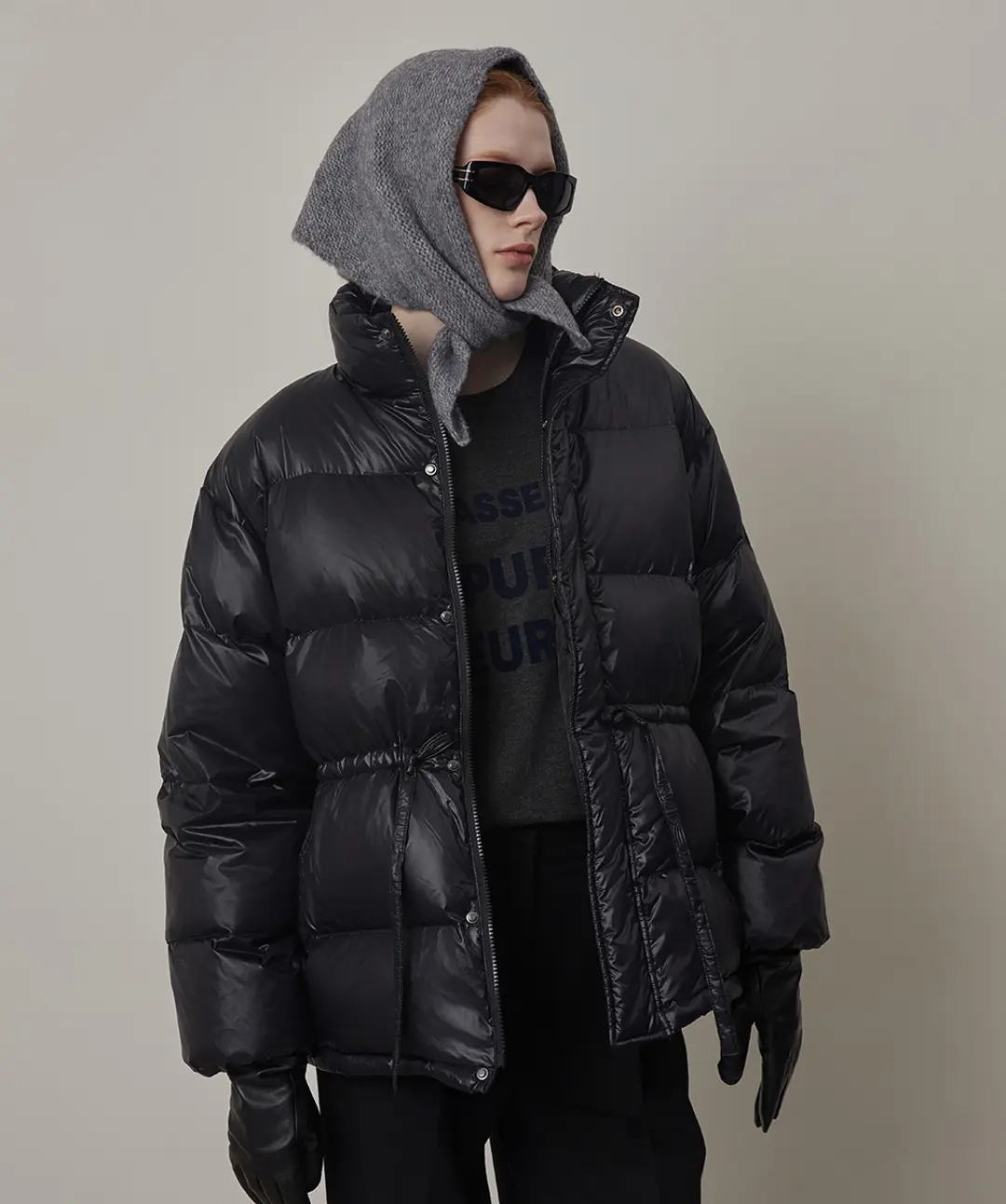 퀸스래빗 Middle Drawstring Duck Down Jumper-BURGUNDY 상품 이미지 2