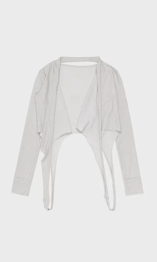 Raw-cut Drape Cardigan_Oatmeal