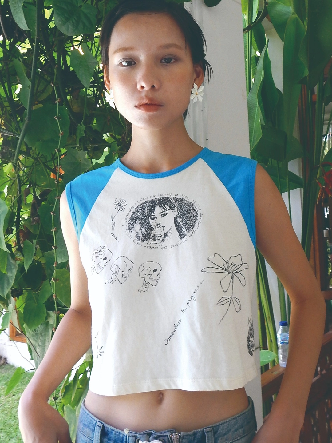 센토르 DOODLE RAGLAN SLEEVELESS TOP_CREAM 상품 이미지 1