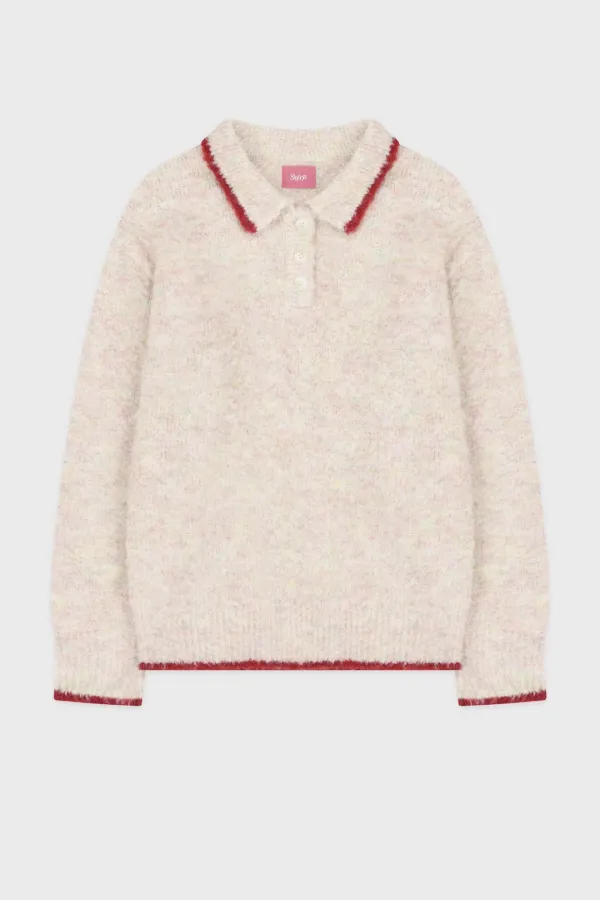 Mixed Boucle Collar Knit (Candy)