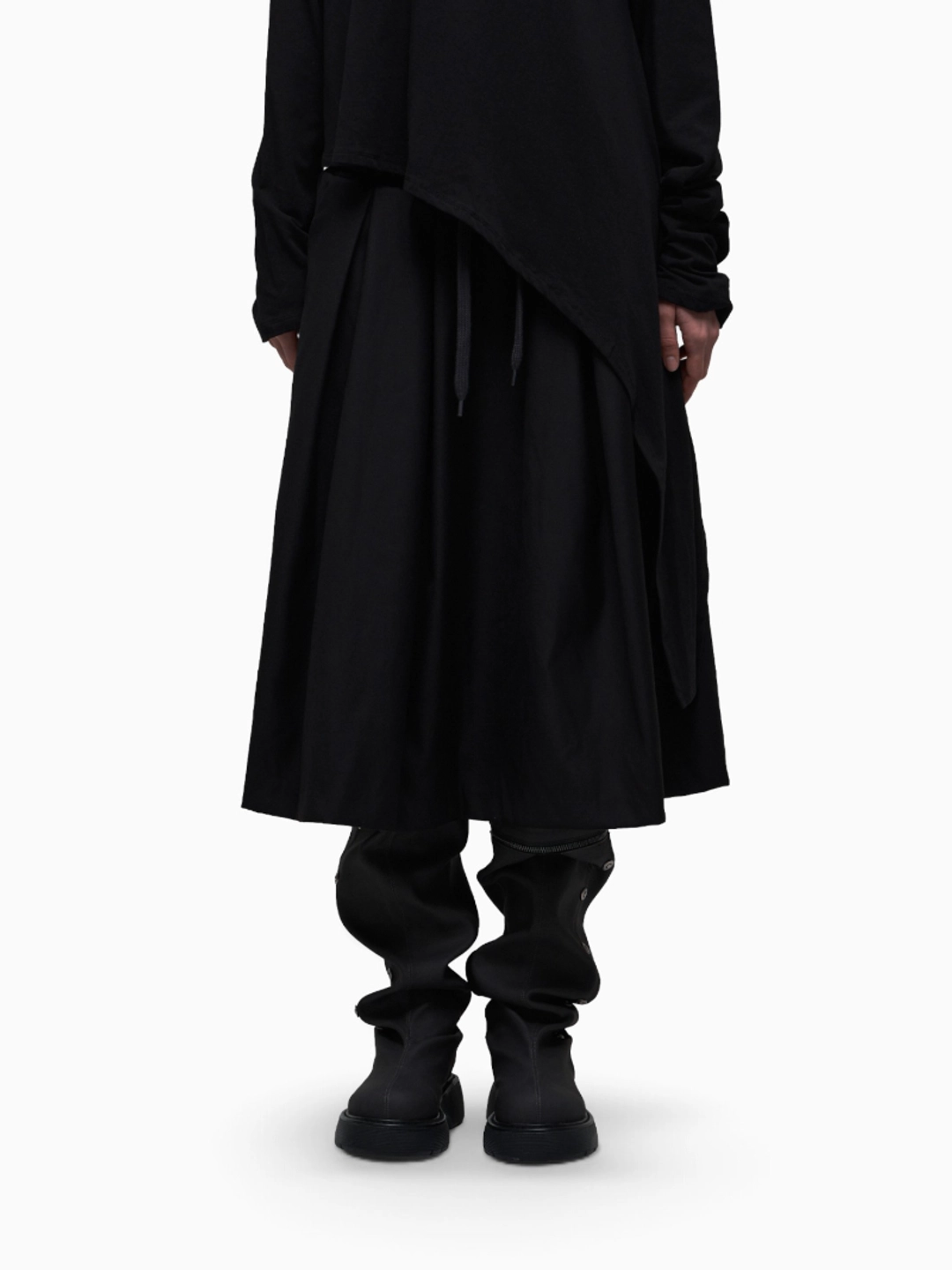 시너진 LAYERED WAIST MIDI SKIRT BLACK 상품 이미지 1