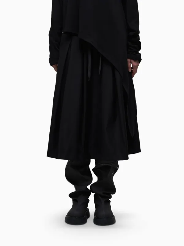 LAYERED WAIST MIDI SKIRT BLACK