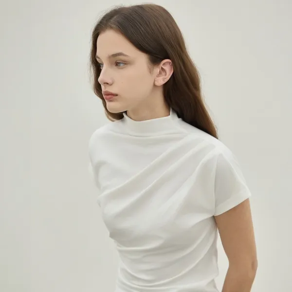 Mock Neck Draped Ts_2Color  