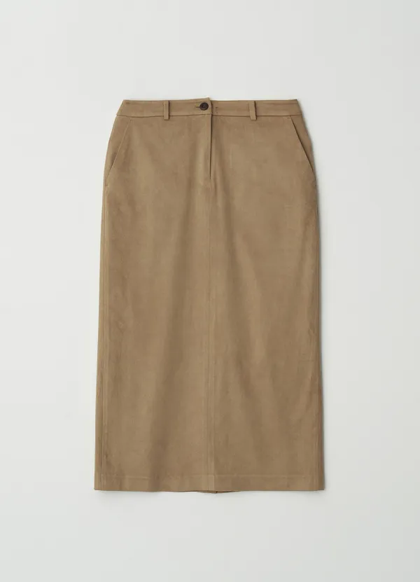 [1차] Suede H-line skirt_BEIGE