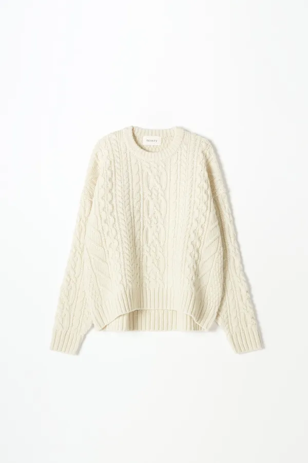 Shetland Wool Cable Knit (Cream)