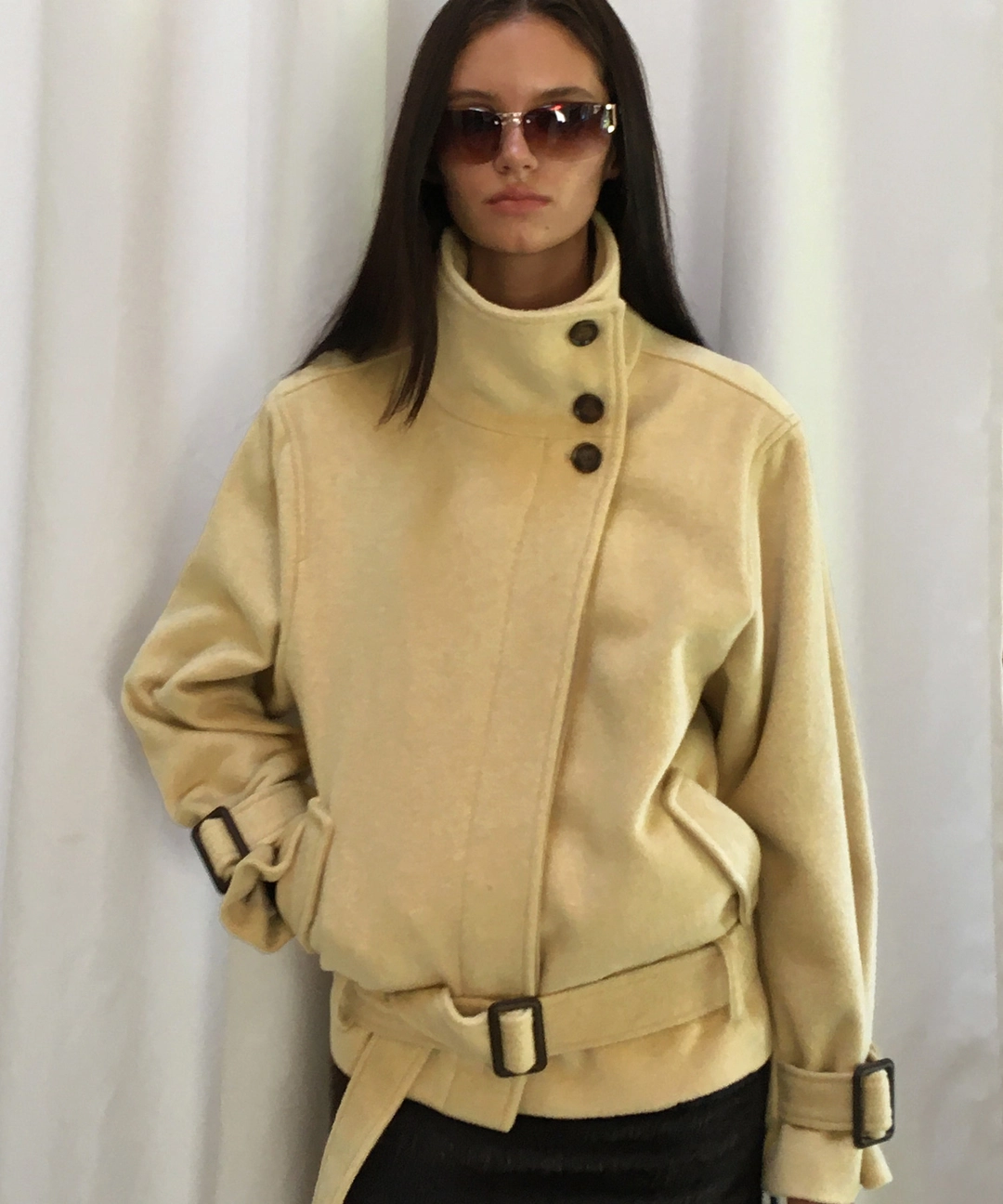 비터셀즈 Lovie Wool High Neck Half Coat-Butter 상품 이미지 2