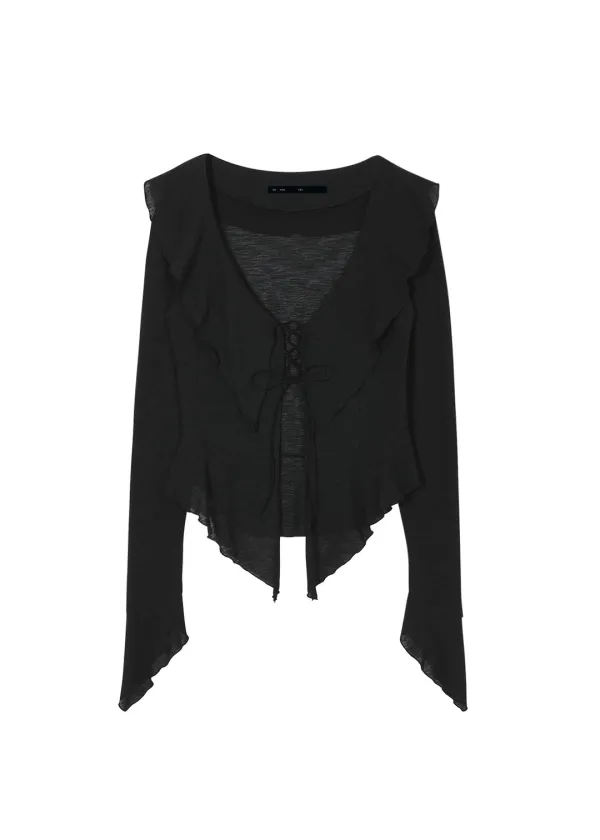 [2ND] RUFFLE BLOUSE, BLACK