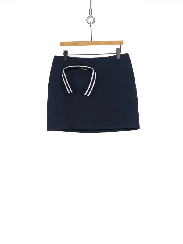 PF25 NAVY PIQUE COLLAR FRONT SKIRT