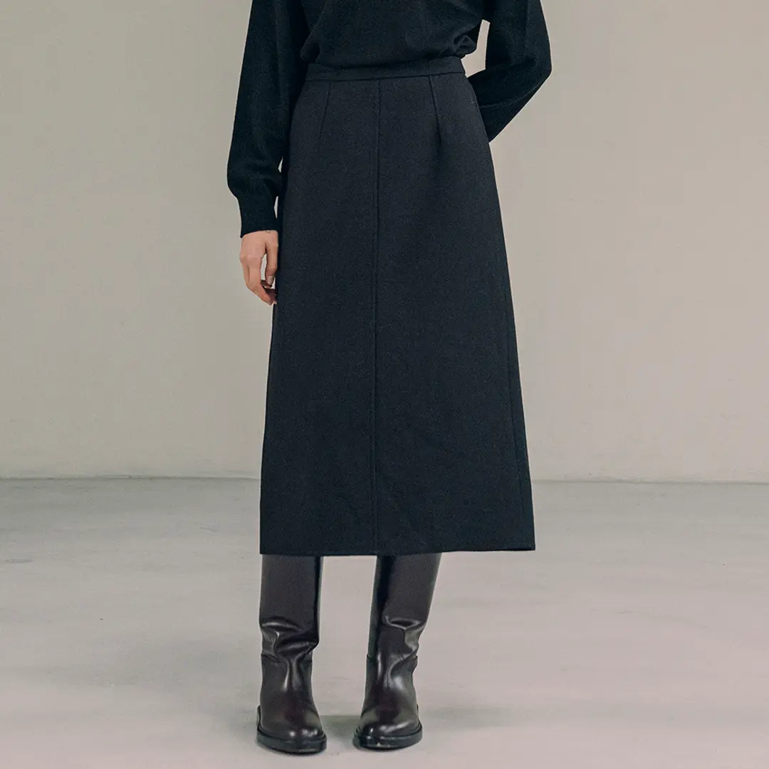 시야쥬 SIST9043 울 블렌드 그레이스 스커트_Black 상품 이미지 2