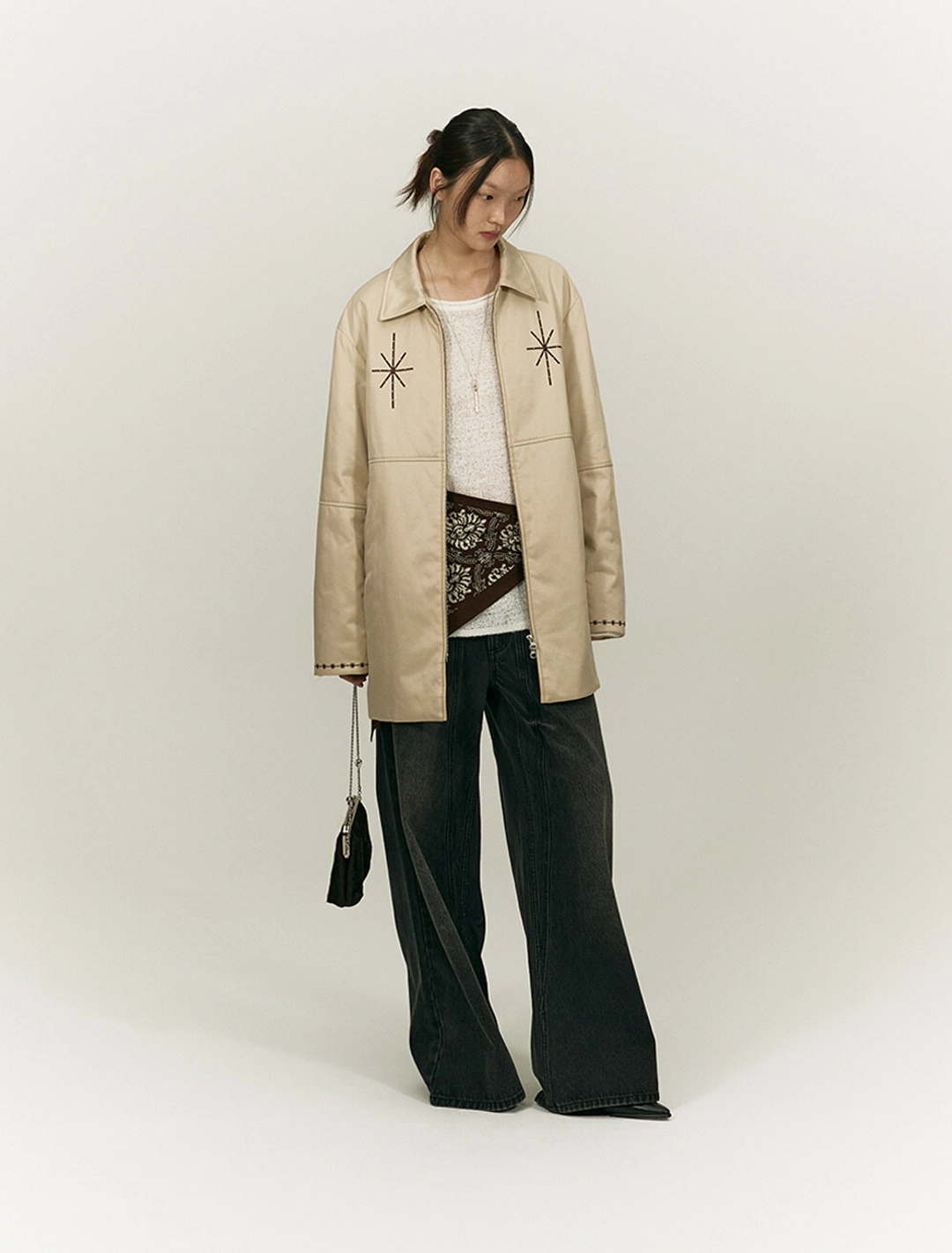 솔티페블 BOHEMIAN STITCH HALF COAT PADDING [BEIGE] 상품 이미지 2
