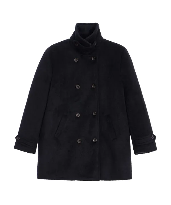 Two-button Wool Half Coat [Black]