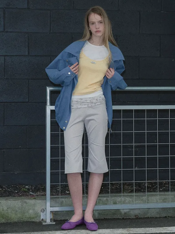 RELAXED-FIT CAPRI PANTS (LIGHT GREY)
