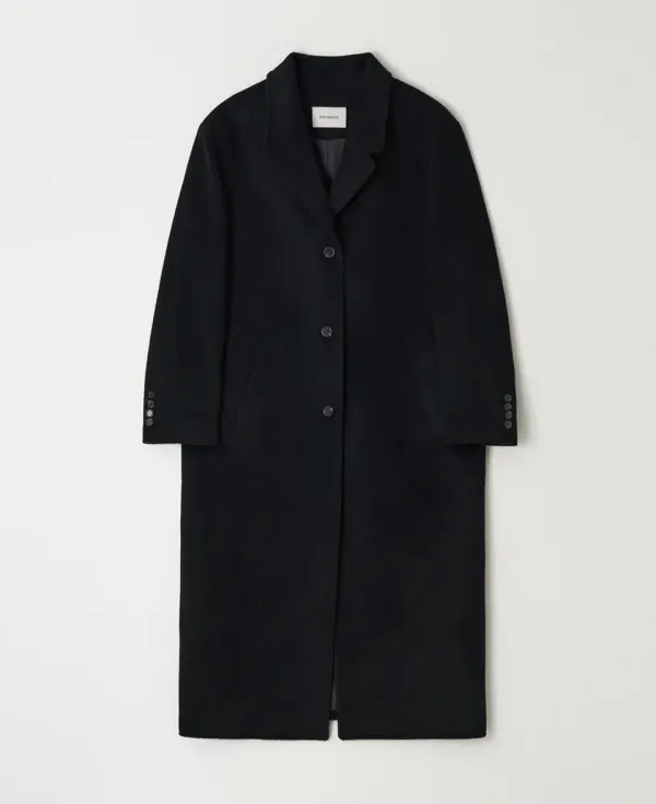 Merino Wool Oversized Long Single Coat_BLACK