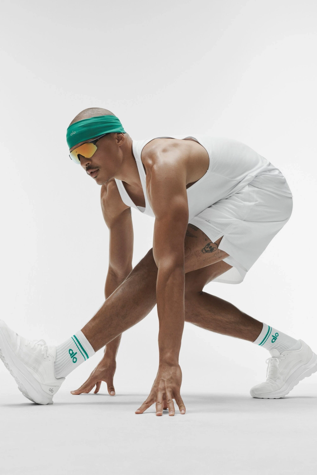 알로요가 Unisex Half-Crew Throwback Sock - White/Emerald Isle 상품 이미지 3