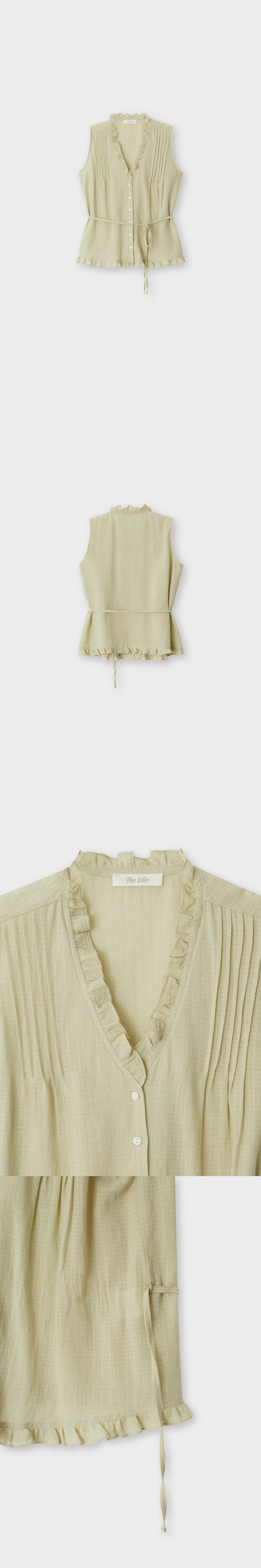 더릴 Bloom Frill Sleeveless Blouse_Olive 상품 이미지 1