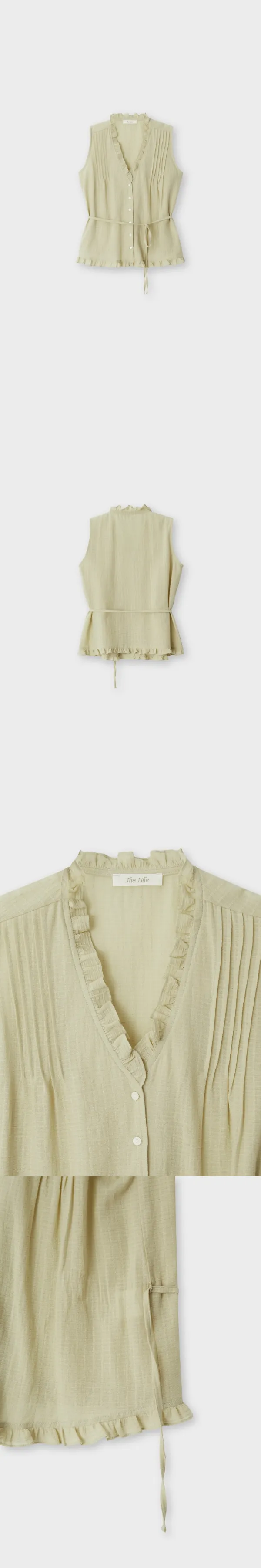 Bloom Frill Sleeveless Blouse_Olive