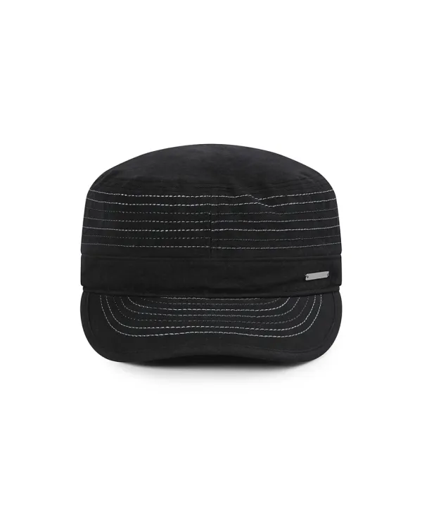 Stitch work cap BLACK