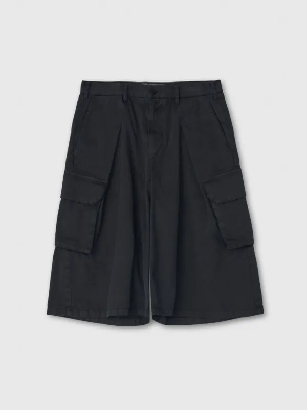 GARMENT-DYED COTTON CARGO SHORTS_ CARBON