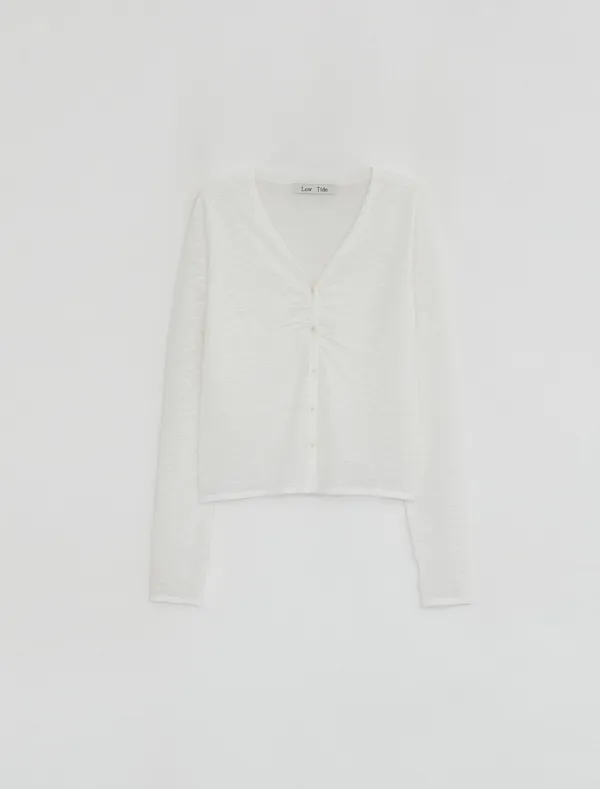 KNIT SLEEVELESS CARDIGAN SET UP [WHITE]
