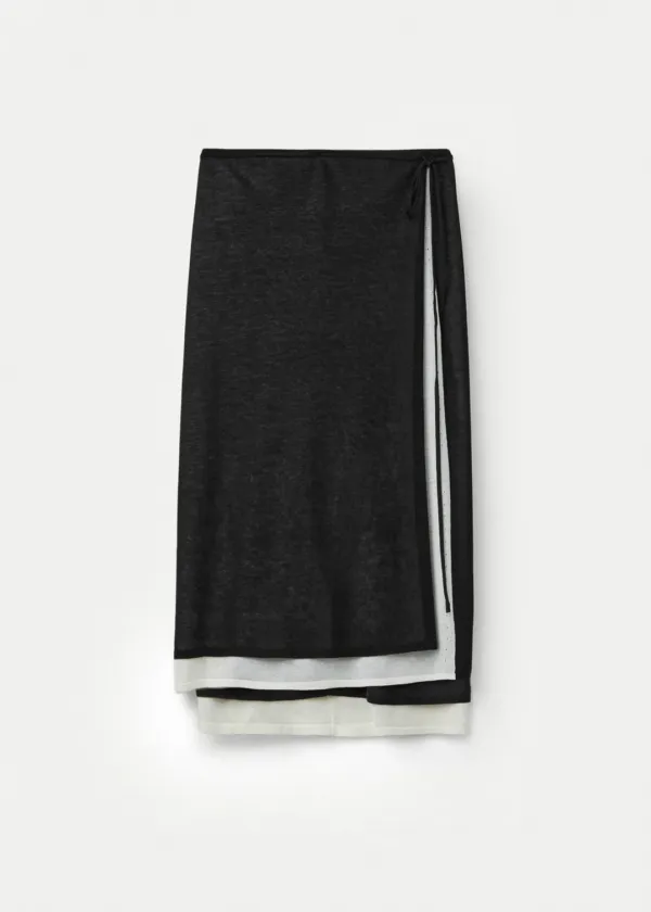 [2nd] Fine Cotton Layered Wrap Skirt_Piano