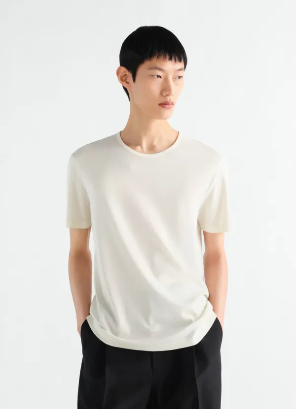 SCOOP-NECK T-SHIRT IN RIBBED JERSEY