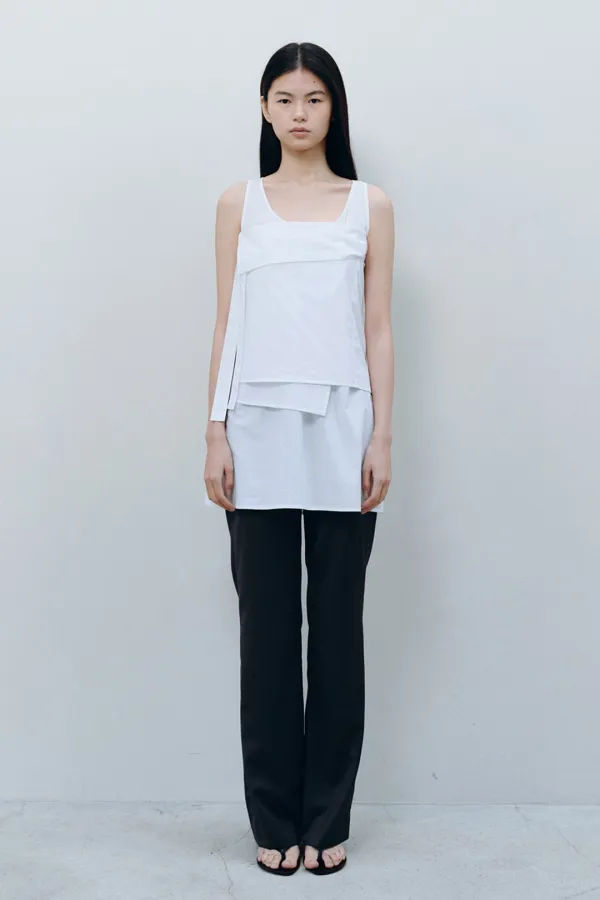 DETACHABLE PANEL DRESS, WHITE