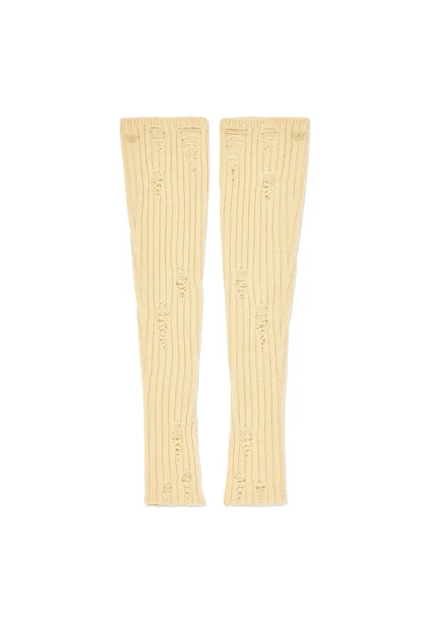 CUT OUT LEG WARMERS, CREAM