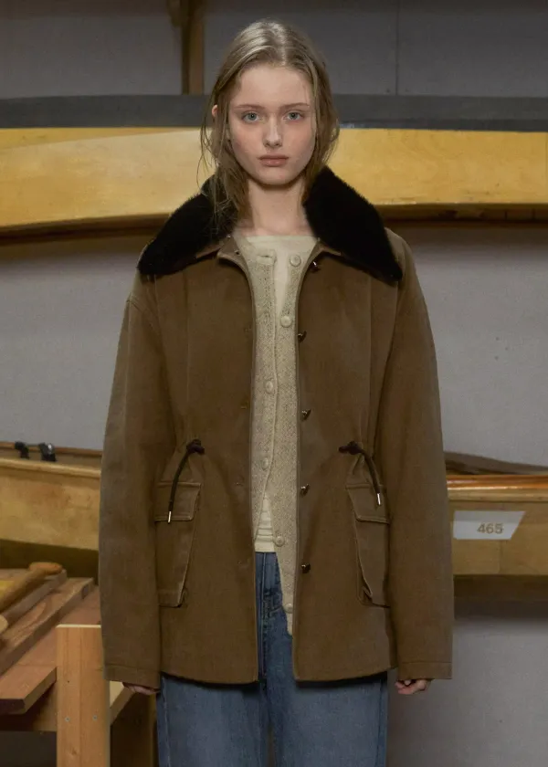 Vanves washed half jacket (khaki brown)