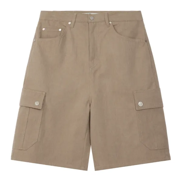 LOGO COTTON CARGO SHORTS - BEIGE