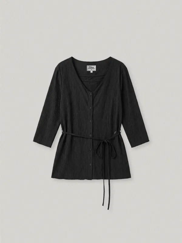 GRACENE PLEATS CARDIGAN SET - BLACK그라센 플리츠 가디건 세트