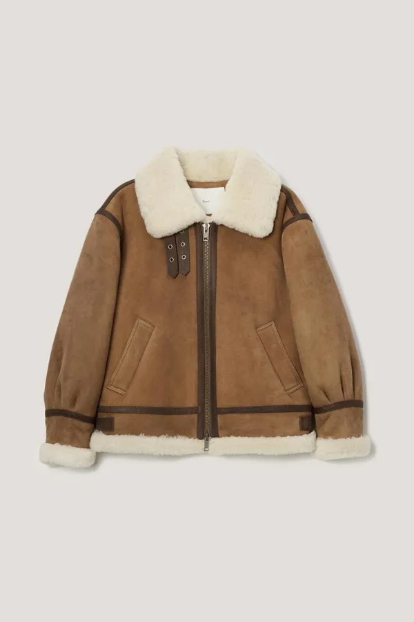 UNISEX GENUINE SHEARLING JACKET BROWN