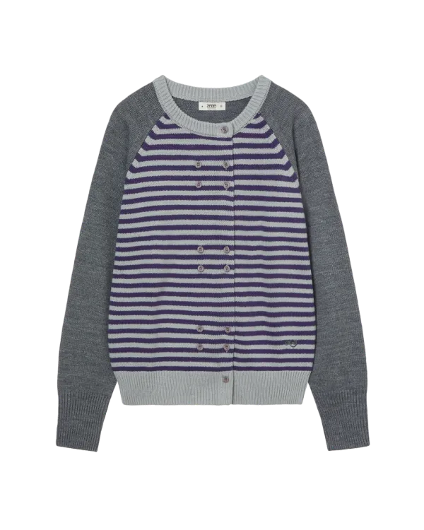 STRIPE BLOCK CARDIGAN [GREY]