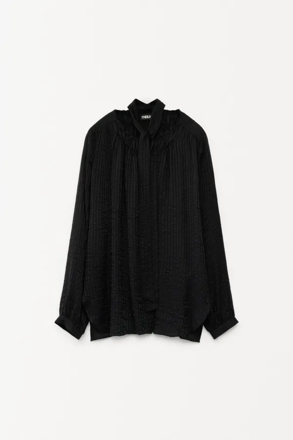 Geromme Smocking Tie Blouse black