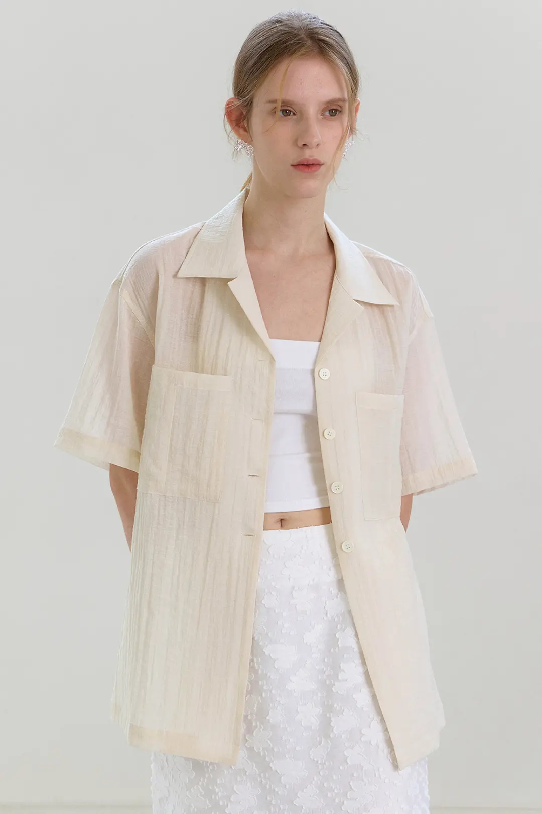 오브오브 Ivy oversized shirts_beige 상품 이미지 2