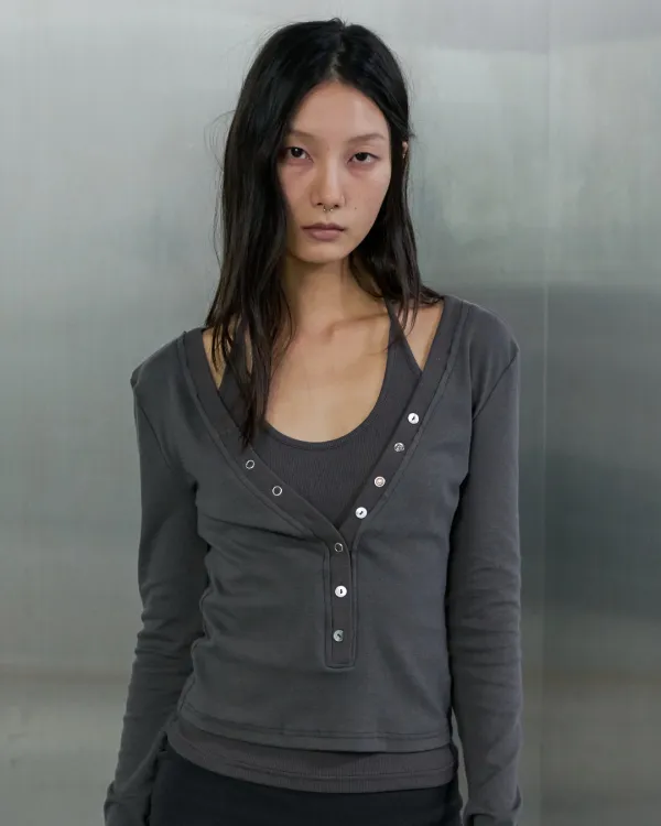 [9/8 예약 출고] LAYERED TANK LONG SLEEVE SET - CHARCOAL