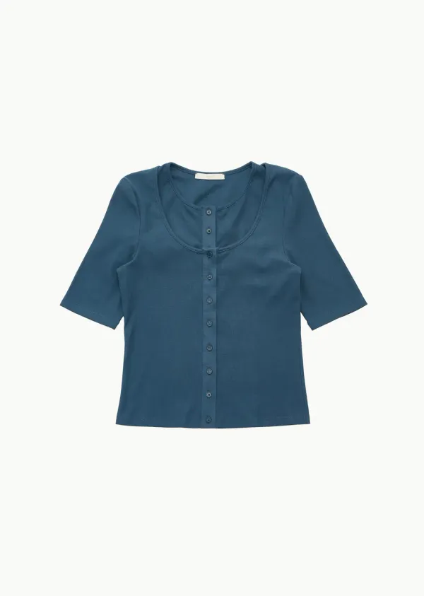 RIBBED BUTTON CARDIGAN TOP SET (3COLORS)