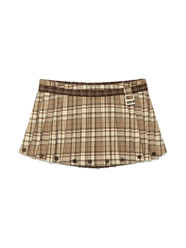 HAZE TWOTONE PLEATED SKIRT (BROWN)